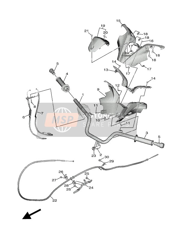 Yamaha TMAX SX ABS 2018 Poignée de direction & Câble pour un 2018 Yamaha TMAX SX ABS